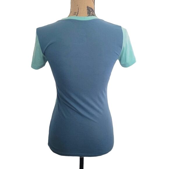 Small Nike "Fame Made Me Do It" blue and aqua green tee graphic t-shirt - Picture 2 of 4